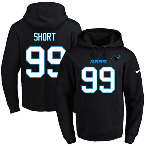 Nike Panthers #99 Kawann Short Black Name & Number Pullover NFL Hoodie - Click Image to Close